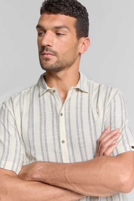 NO-EXCESS shirt short sleeve vertical dobby s